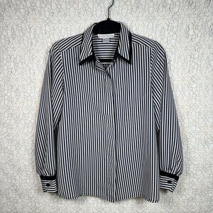 Vintage Barrie Pace Ltd Black and White Striped Blouse